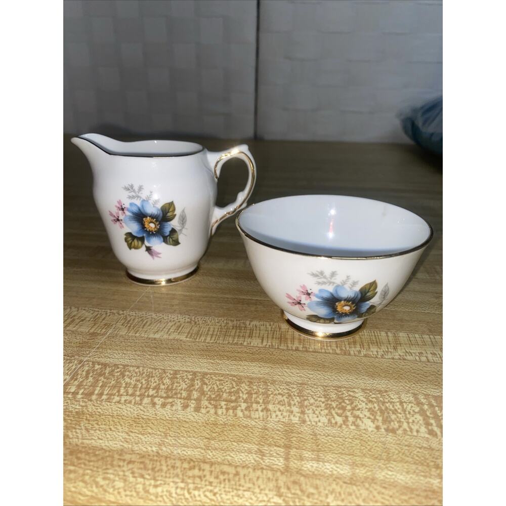 Vintage Delphine Bone China Made in England Small Cream & Sugar Dish Cup